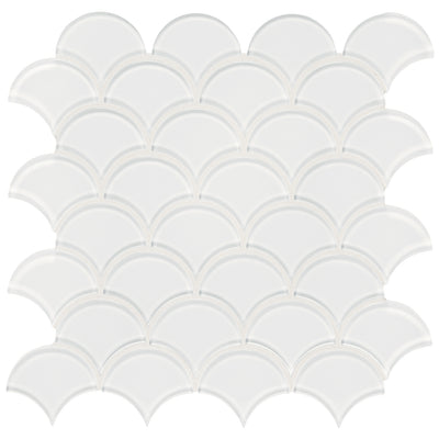Ice, Scallop Glass Tile | Tesoro Backsplash & Wall Tile