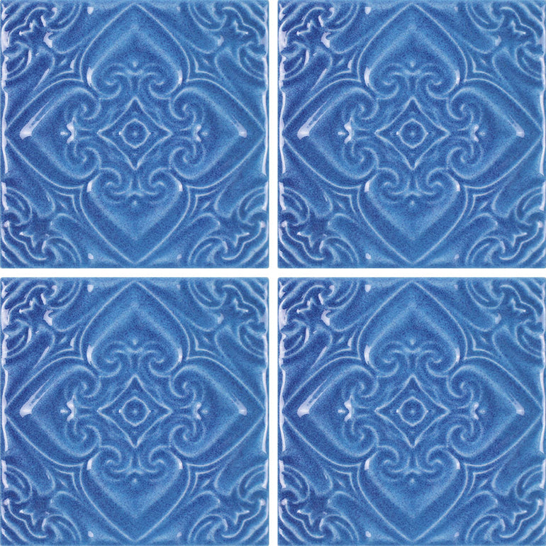 Indiano Azzurro, 6" x 6" Deco Tile | TONMELAINDDECO6 | Pool Tile