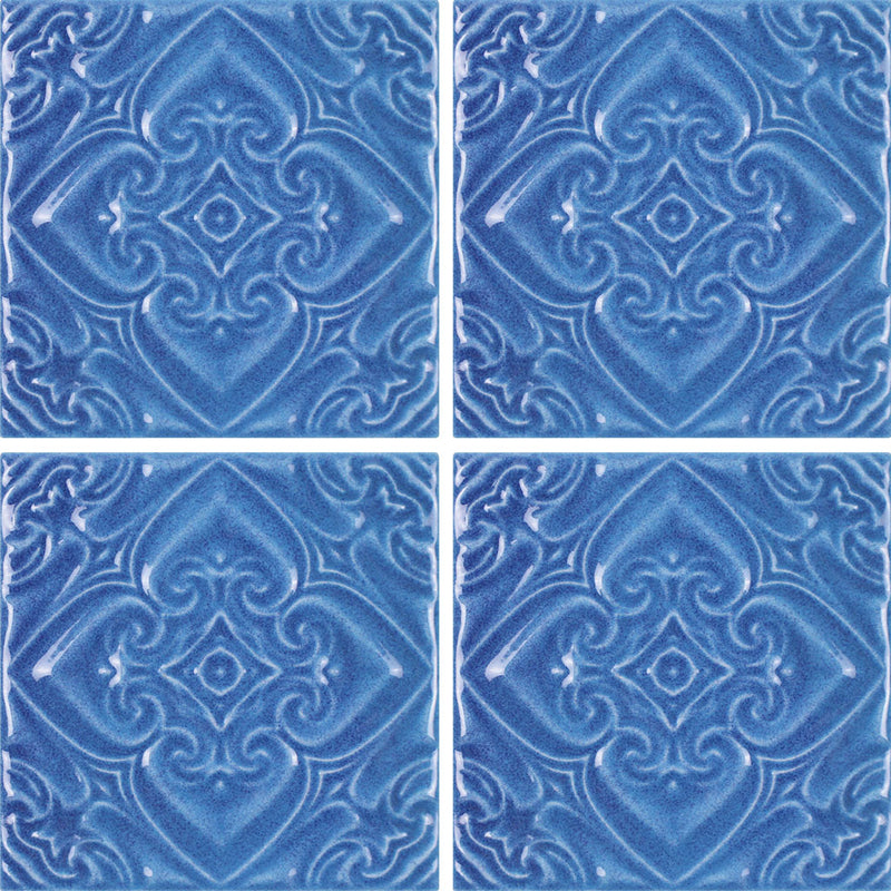 Indiano Azzurro, 6" x 6" Deco Tile | TONMELAINDDECO6 | Pool Tile