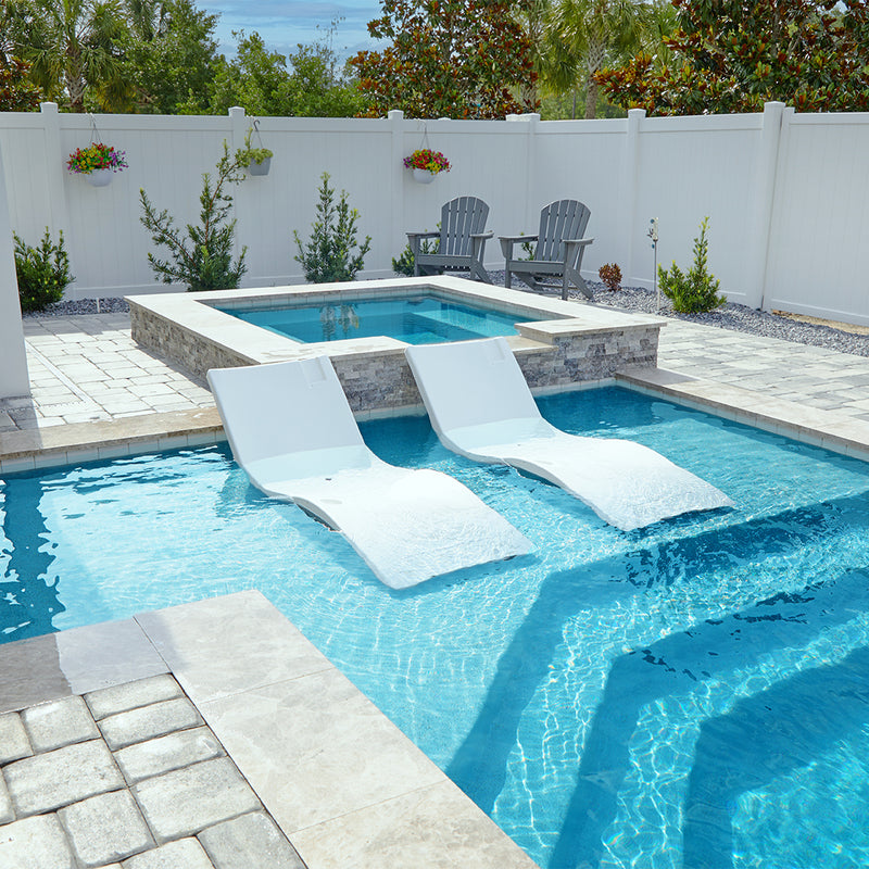 Kai Shelf Lounger, White | Pool Lounge Chair by Floating Luxuries