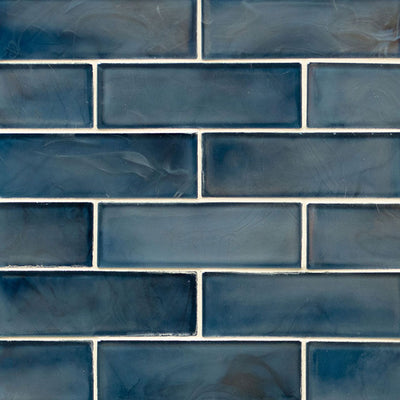 Blue Shimmer, 2" x 6" Glass Tile | Subway Kitchen and Bath Tile by MSI