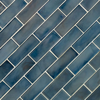 Blue Shimmer, 2" x 6" Glass Tile | Subway Kitchen and Bath Tile by MSI