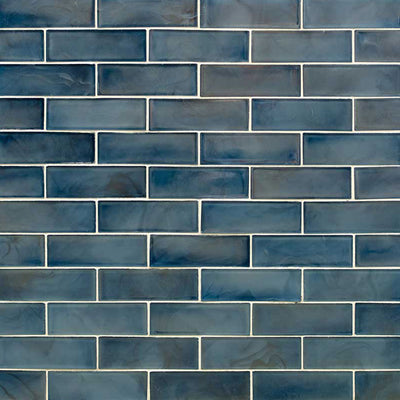 Blue Shimmer, 2" x 6" Glass Tile | Subway Kitchen and Bath Tile by MSI