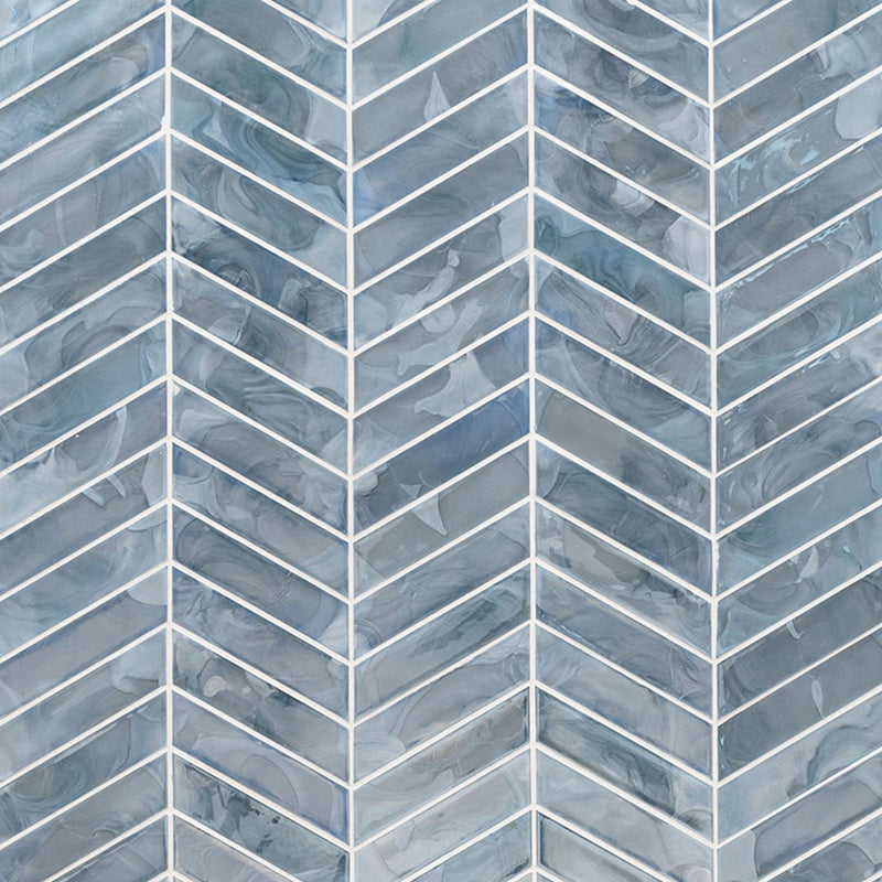 Blue Shimmer Chevron, Glass Tile | Kitchen & Bathroom Tile by MSI