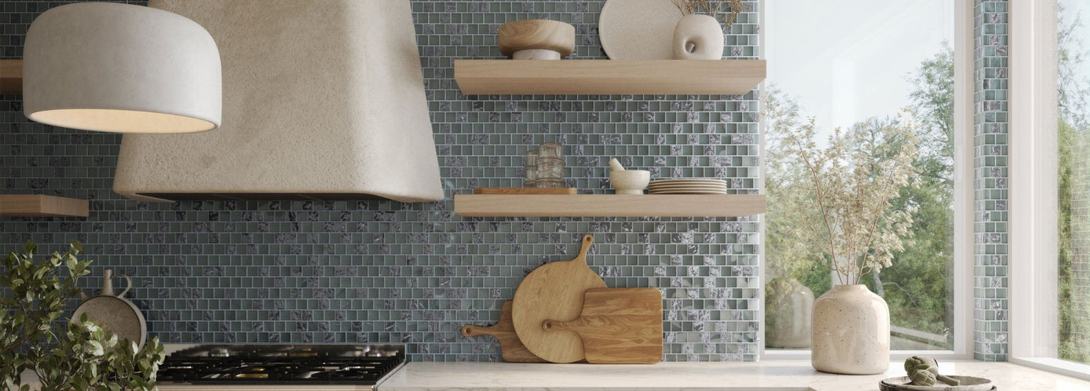 Gray backsplash tile