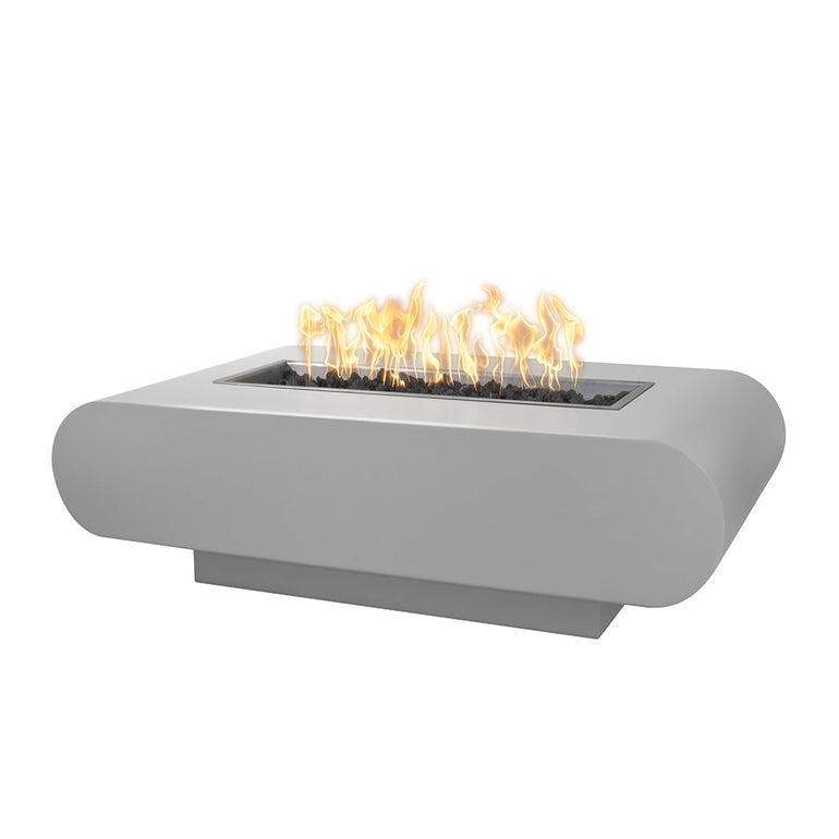 La Jolla Rectangular 60" Fire Table, Powder Coated Metal | Fire Pit - Pewter