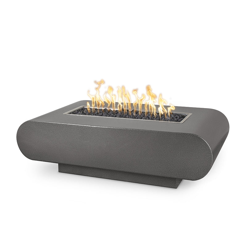 La Jolla Rectangular 84" Fire Table, Powder Coated Metal | Fire Pit - Silver Vein