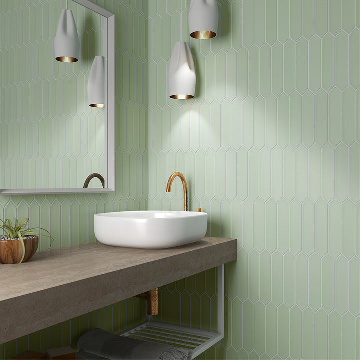 Lanse Mint Picket, 2" x 10" Ceramic Tile | Backsplash Tile