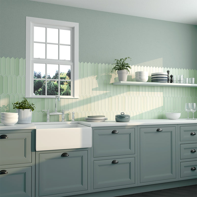 Lanse Mint Picket, 2" x 10" Ceramic Tile | Backsplash Tile