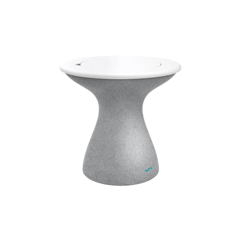 Ledge Lounger | Autograph Gray Granite Tall Ice Bin Side Table with White Lid | Outdoor Pool and Patio Furniture
