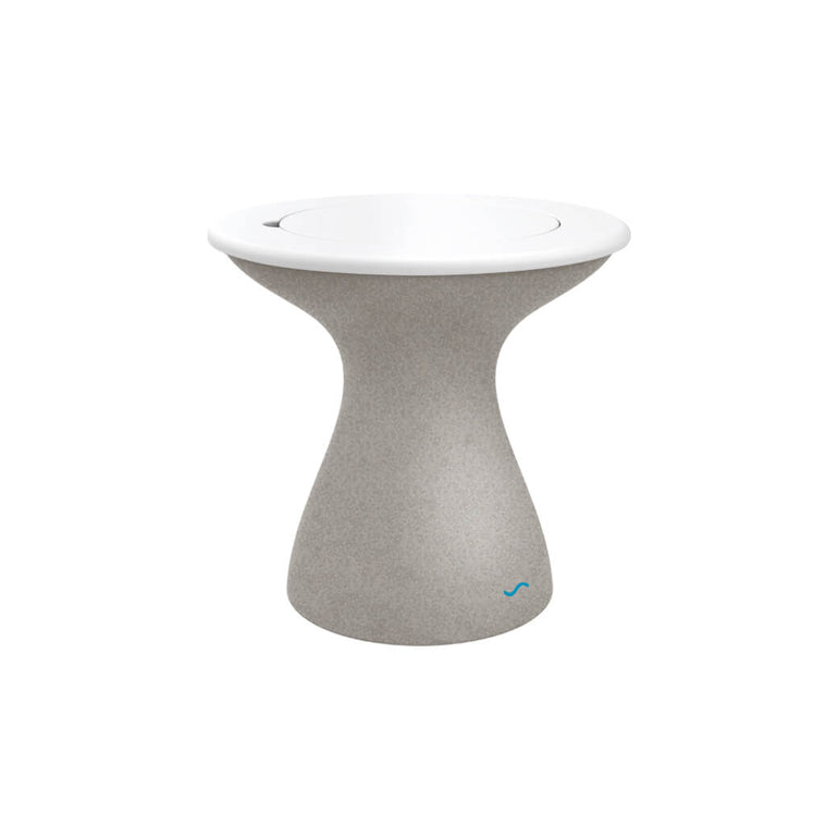 Ledge Lounger | Autograph Sandstone Tall Ice Bin Side Table with White Lid | Outdoor Pool and Patio Furniture