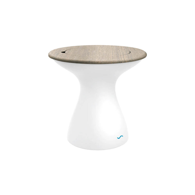 Ledge Lounger | Autograph White Tall Ice Bin Side Table with Wheat Lid | Outdoor Pool and Patio Furniture