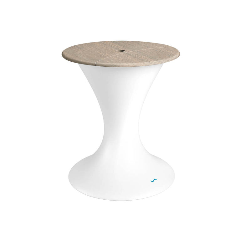 Ledge Lounger | Autograph White Umbrella Stand Ice Bin with Wheat Lid | Outdoor Pool and Patio Furniture