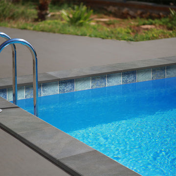 Legions Midnight Montage, 13" x 24" | 2CM Eased Porcelain Pool Coping