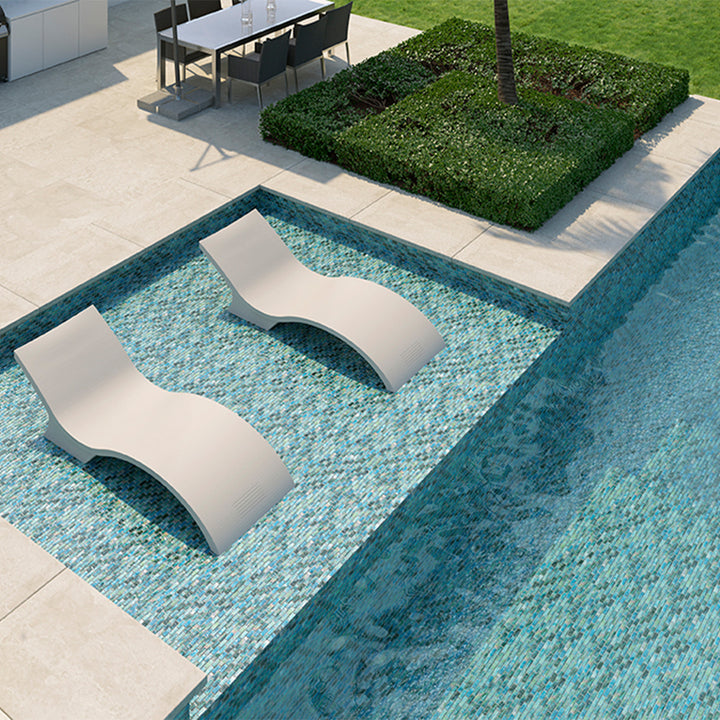 Level Watercolor, 1" x 2" Glass Tile | Mosaic Pool Tile by Vidrepur 