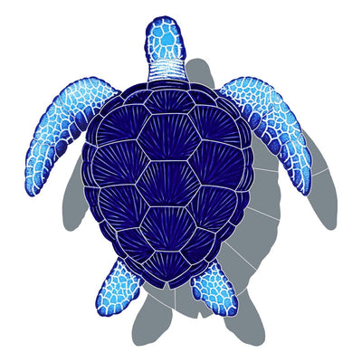 Loggerhead Turtle - Blue w/Shadow - Pool Mosaic