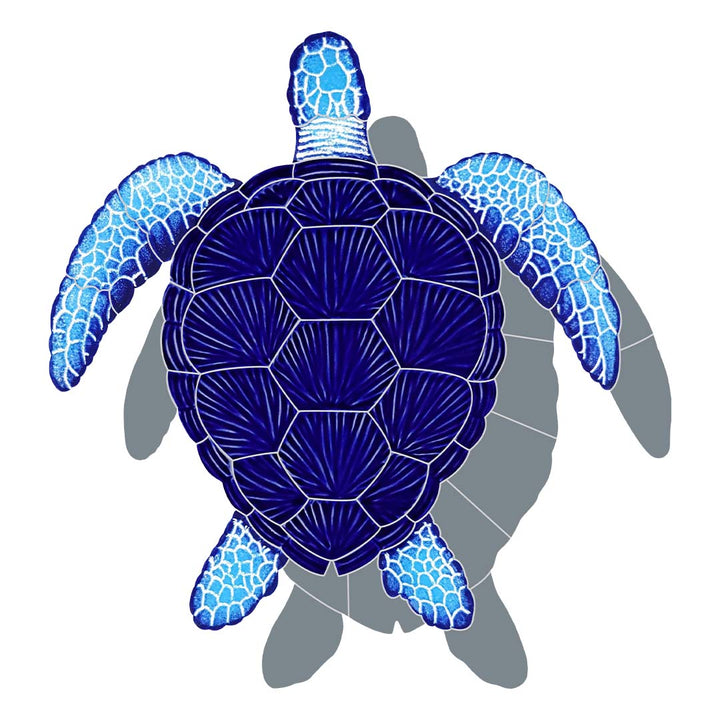 Loggerhead Turtle - Blue w/Shadow - Pool Mosaic