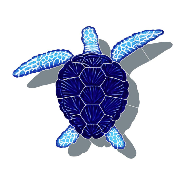 Loggerhead Turtle - Blue w/Shadow - Pool Mosaic