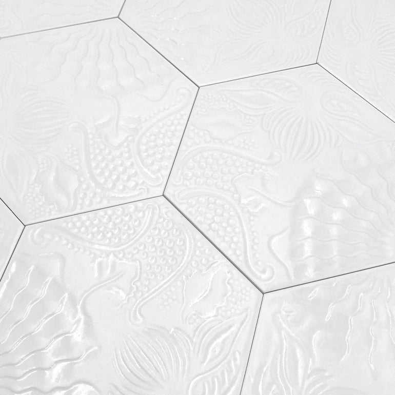 Lux White, Hexagon Porcelain Tile | CODGAUDLWHHX | IWT Tesoro