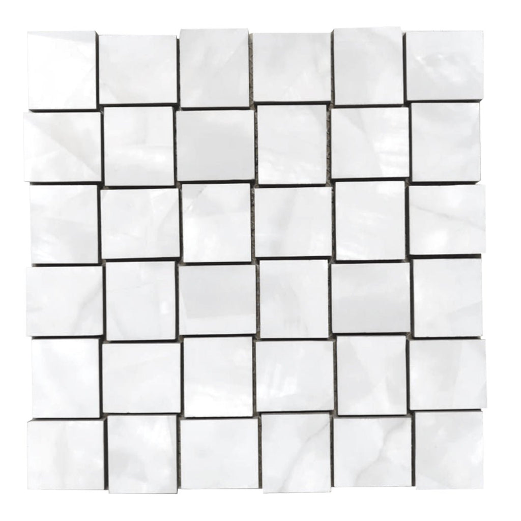 Mother of Pearl Polished Silver Basketweave Porcelain Tile