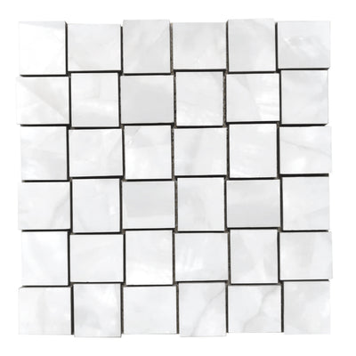 Mother of Pearl Polished Silver Basketweave Porcelain Tile