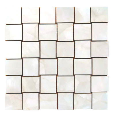 Mother of Pearl Ivory Basketweave Mosaic