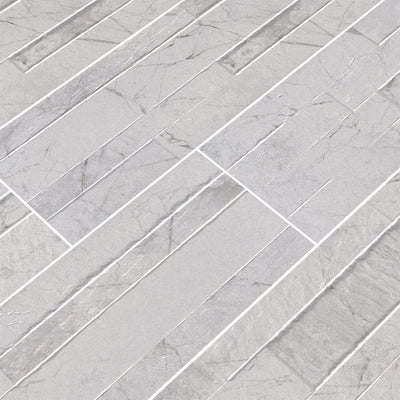 Carrera White, 6" x 24" Porcelain Ledger Tile | Stacked Porcelain Tile