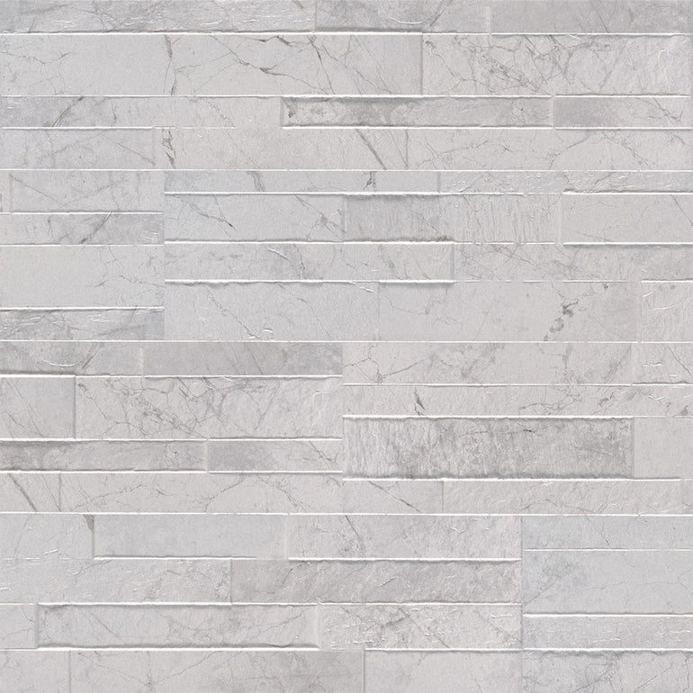 Carrera White, 6" x 24" Porcelain Ledger Tile | Stacked Porcelain Tile