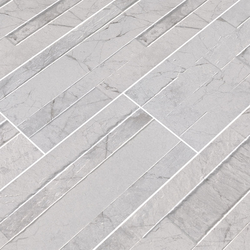 Carrera White, 6" x 24" Porcelain Ledger Tile | Stacked Porcelain Tile