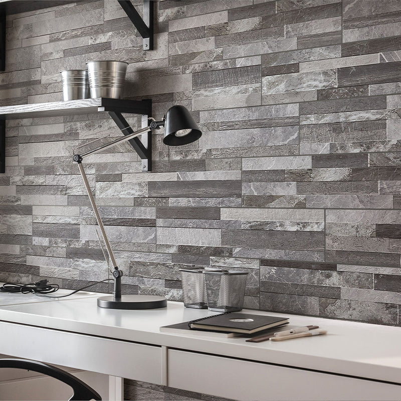 Palisade Grey, 6" x 24" Porcelain Stacked Ledger Tile | NPALGRE6X24 