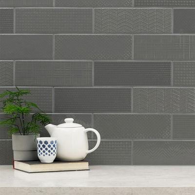 Graphite 3D Mix, 4" x 12" Ceramic Tile | Kitchen and Wall Tile by MSI