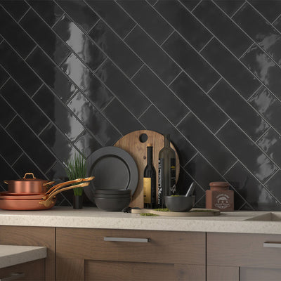 Ink Mix, 4" x 12" Ceramic Tile | Kitchen Backsplash Tile by MSI