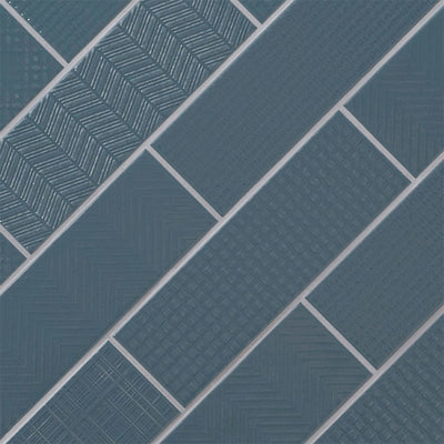 Navy 3D Mix, 4" x 12" Ceramic Tile | Kitchen Backsplash Tile by MSI