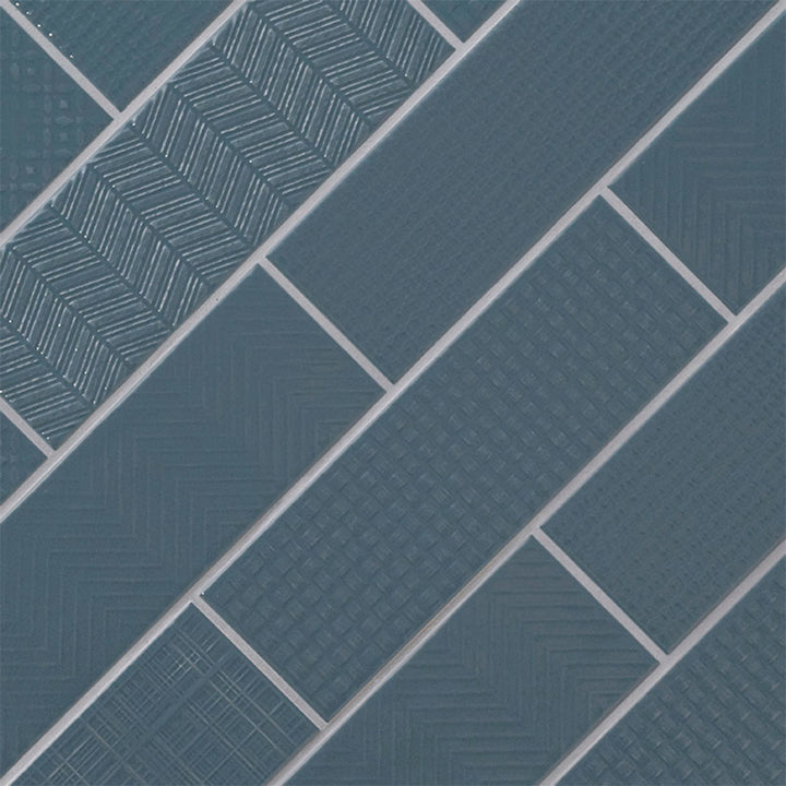 Navy 3D Mix, 4" x 12" Ceramic Tile | Kitchen Backsplash Tile by MSI