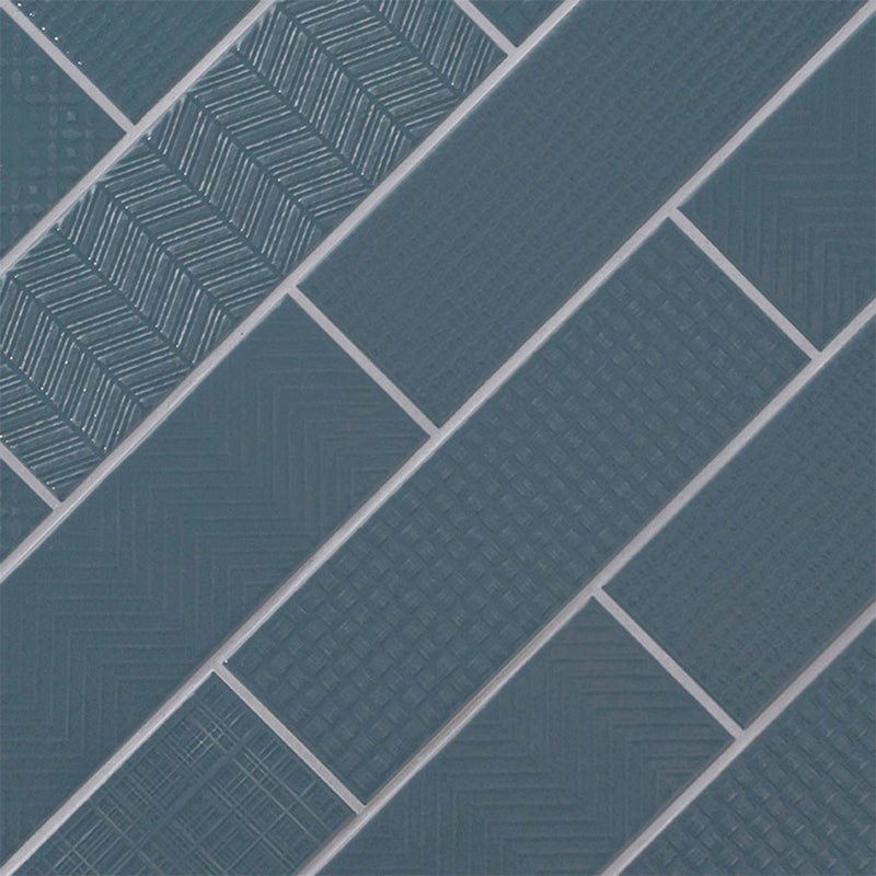 Navy 3D Mix, 4" x 12" Ceramic Tile | Kitchen Backsplash Tile by MSI