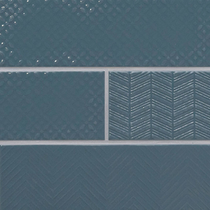 Navy 3D Mix, 4" x 12" Ceramic Tile | Kitchen Backsplash Tile by MSI