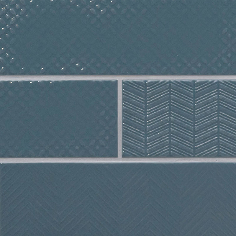 Navy 3D Mix, 4" x 12" Ceramic Tile | Kitchen Backsplash Tile by MSI
