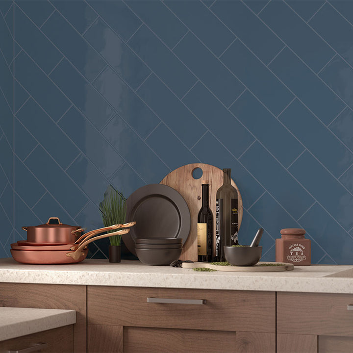 Navy Mix, 4" x 12" Ceramic Tile | Kitchen Backsplash Tile by MSI