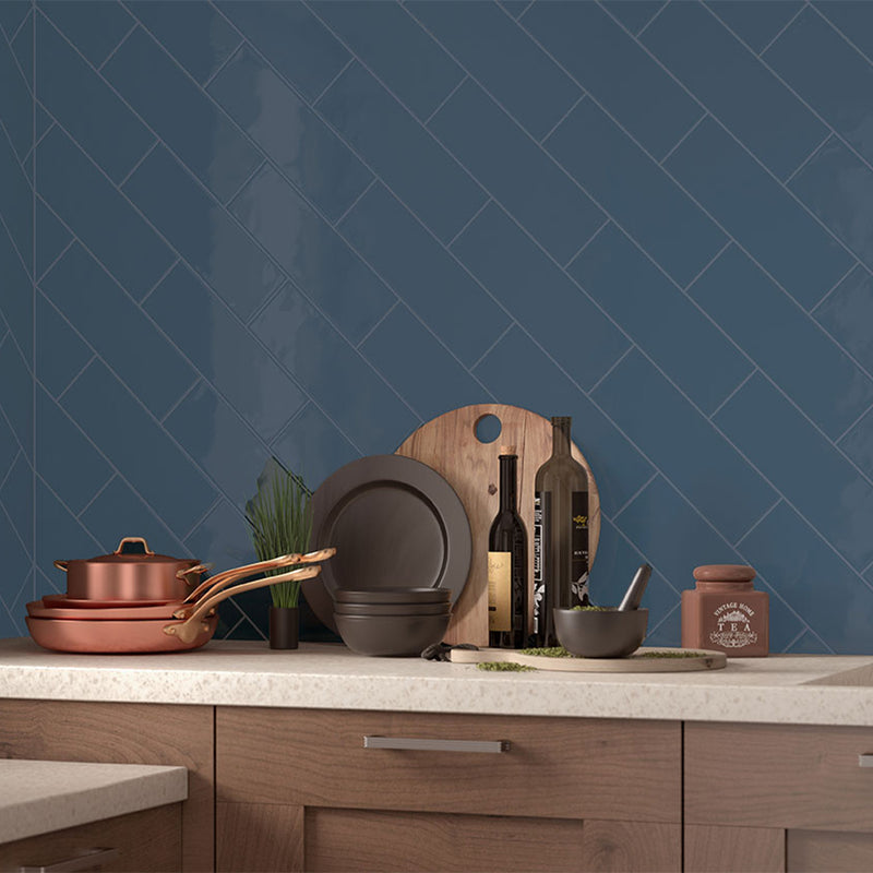 Navy Mix, 4" x 12" Ceramic Tile | Kitchen Backsplash Tile by MSI