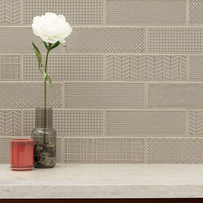 Warm Concrete 3D Mix, 4" x 12" Ceramic Tile | Kitchen and Wall Tile