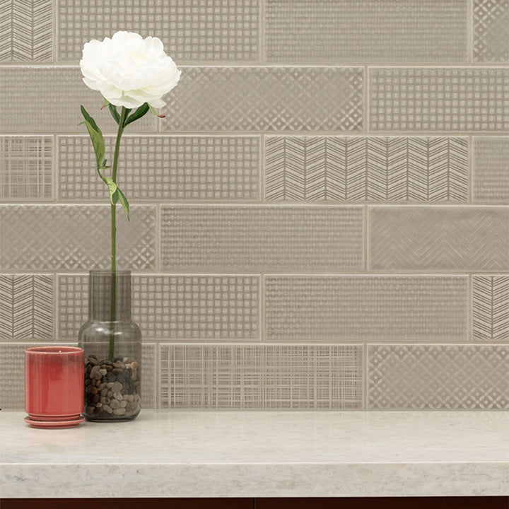 Warm Concrete 3D Mix, 4" x 12" Ceramic Tile | Kitchen and Wall Tile