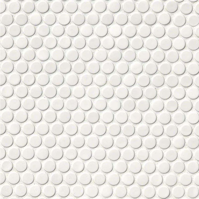 White, Penny Round Mosaic - Porcelain Tile