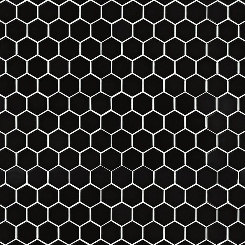 Domino Matte Black, Hexagon Mosaic | Kitchen & Bath Tile by MSI