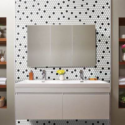 Black and White, Hexagon Mosaic | Porcelain Kitchen & Bath Tile by MSI