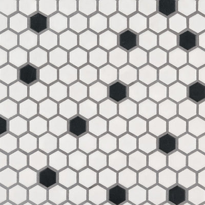 Black and White, Hexagon Mosaic | Porcelain Kitchen & Bath Tile by MSI