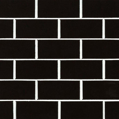 Glossy Black, 2" x 4" | Porcelain Tile by MSI | SMOT-PT-RETNERO-2X4G