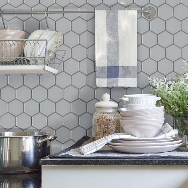 Domino Matte Gray, Hexagon Mosaic - Porcelain Tile