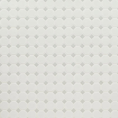 Matte White and Gray, Octagon Mosaic | Porcelain Wall and Floor Tile