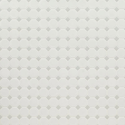 Matte White and Gray, Octagon Mosaic | Porcelain Wall and Floor Tile