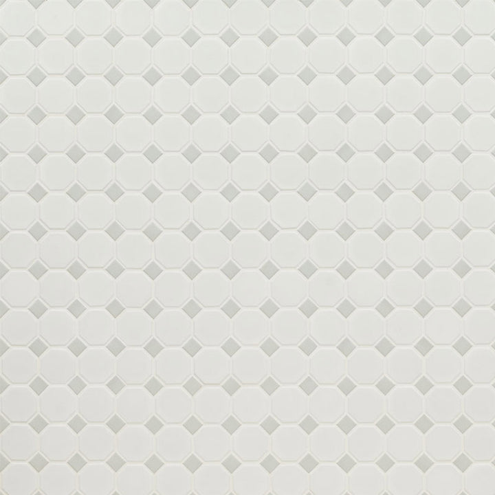 Matte White and Gray, Octagon Mosaic | Porcelain Wall and Floor Tile